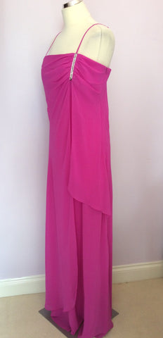 ROMAN ORIGINALS HOT PINK LONG EVENING DRESS SIZE 14 - Whispers Dress Agency - Womens Dresses - 3