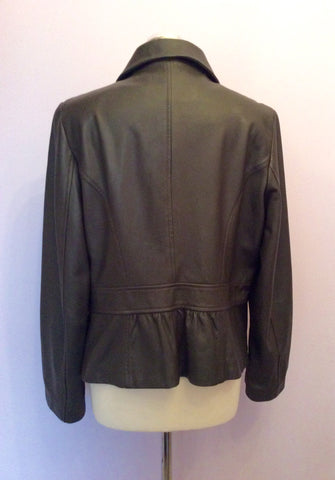 Marks & Spencer Dark Olive Green Leather Jacket Size 18 - Whispers Dress Agency - Sold - 3