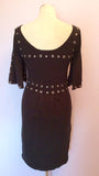 Temperley Black & Silver Rivet Trim Dress Size 10 - Whispers Dress Agency - Sold - 5