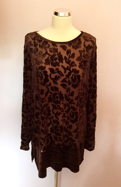 Marks & Spencer Brown Velvet Tunic Top Size 18 - Whispers Dress Agency - Sold - 1