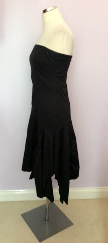 MIGUEL VIEIRA BLACK STRAPLESS HANKERCHIEF HEM DRESS SIZE M - Whispers Dress Agency - Womens Dresses - 2