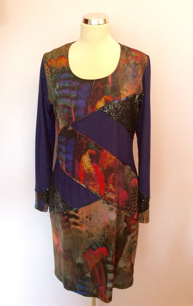 Ariana Purple & Multi Coloured Sequin Trim Dress Size 44 UK 16 - Whispers Dress Agency - Womens Dresses - 1