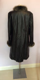 TORRAS BLACK LEATHER & FUR EDGE TRIM COAT SIZE 46 UK 16/18