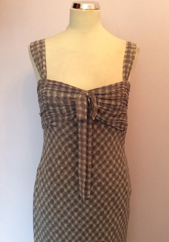 LK Bennett Grey Check Print Silk Dress Size 12 - Whispers Dress Agency - Womens Dresses - 2