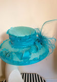 Victoria Ann Turquoise Wide Brim Feather Trim Formal Hat - Whispers Dress Agency - Womens Formal Hats & Fascinators - 3