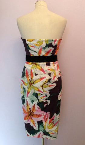 Karen Millen Floral Print Strapless Dress Size 12 & Matching Bag - Whispers Dress Agency - Womens Dresses - 4