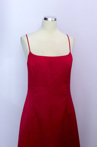 Occasions Red Satin Long Evening Dress Size 14 - Whispers Dress Agency - Sold - 2