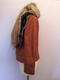 Roberto Cavalli Tan Brown Soft Leather Fur Trim Collar Jacket Size 44 UK 12 - Whispers Dress Agency - Sold - 4