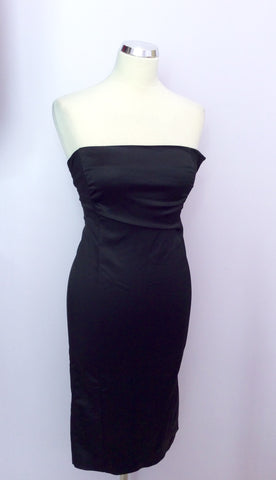 Mistress Black Lace Up Back Strapless Pencil Dress Size 10 - Whispers Dress Agency - Womens Dresses - 1