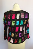 Karen Millen Black & Multi Coloured Sequinned Cardigan Size 3 UK 12/14 - Whispers Dress Agency - Sold - 2