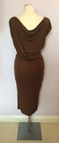 LK Bennett Brown Tann Drape Dress Size 12 - Whispers Dress Agency - Sold - 3