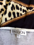 PASSIONI BLACK & LEOPARD PRINT JEWEL TRIM ZIP DETAIL JUMPER SIZE XL - Whispers Dress Agency - Sold - 4