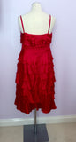 MONSOON RED SILK TIERED SKIRT OCCASION DRESS SIZE 14 - Whispers Dress Agency - Womens Dresses - 3