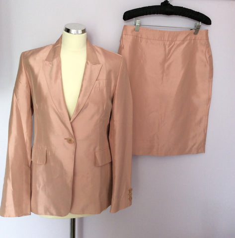 KAREN MILLEN SALMON PINK JACKET & SKIRT SUIT SIZE 12 - Whispers Dress Agency - Womens Suits & Tailoring - 1