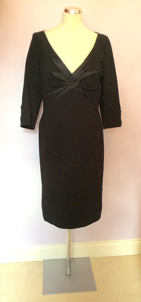 KAREN MILLEN BLACK SILK TRIM OCCASION PENCIL DRESS SIZE 16 - Whispers Dress Agency - Sold - 1