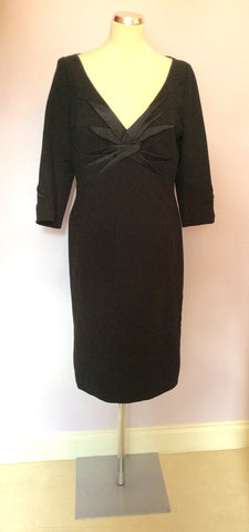 KAREN MILLEN BLACK SILK TRIM OCCASION PENCIL DRESS SIZE 16 - Whispers Dress Agency - Sold - 1