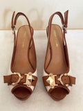 Brand New Moda In Pelle White & Tan Wedge Slingback Heels Size 5/38 - Whispers Dress Agency - Sold - 3