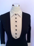 Temperley Black & Cream Silk, Merino Wool & Cashmere Dress Size 10 - Whispers Dress Agency - Sold - 3