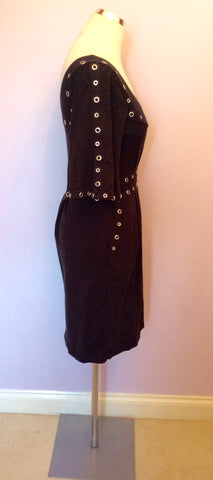 Temperley Black & Silver Rivet Trim Dress Size 10 - Whispers Dress Agency - Sold - 3