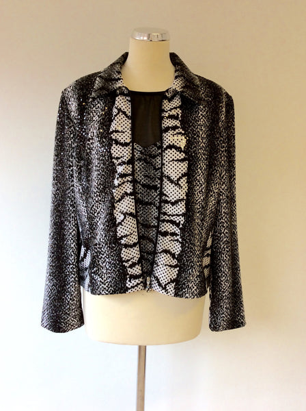 JOSEPH RIBKOFF BLACK & WHITE PRINT TOP & JACKET SIZE 16 - Whispers Dress Agency - Sold - 1