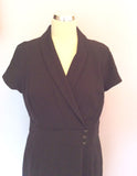 Holly Willoughby Black V Neck Pencil Dress Size 14 - Whispers Dress Agency - Sold - 2