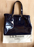 LK BENNETT DARK BLUE PATENT LEATHER LARGE TOTE BAG - Whispers Dress Agency - Sold - 4