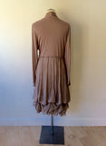 MINT VELVET TAUPE LONG SLEEVED WITH SILK PARACHUTE HEM SKIRT DRESS SIZE 14 - Whispers Dress Agency - Womens Dresses - 3